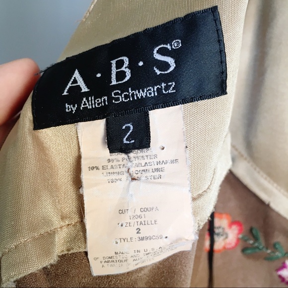 VINTAGE Allen Schwartz Suede Embroidered Dress 2 - Picture 8 of 8